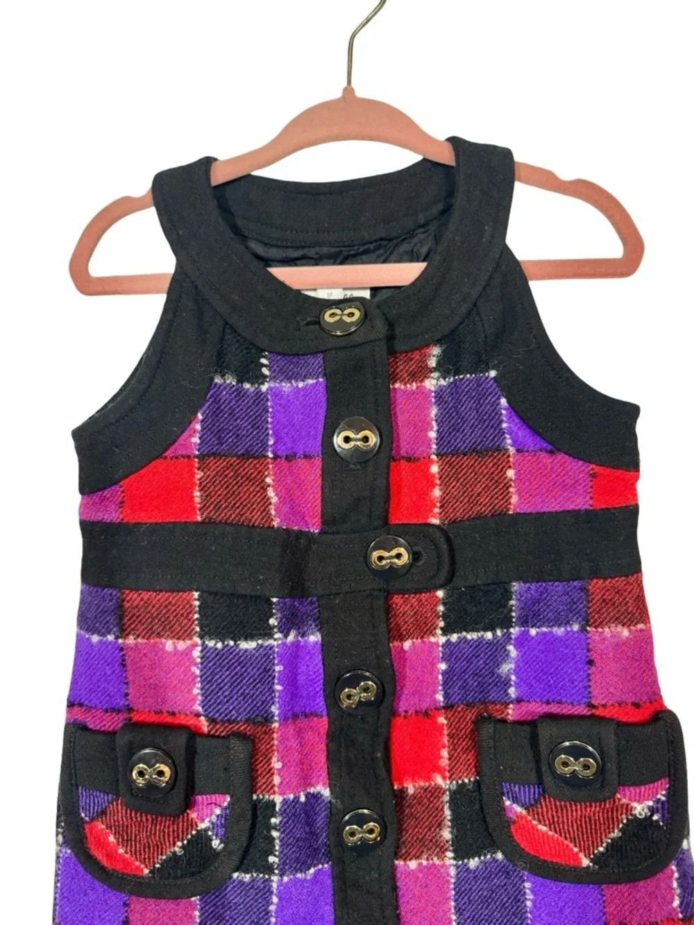 Milly Minis Boucle Wool Mohair Windowpane Check Dress
